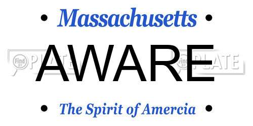 AWARE Massachusetts License Plate