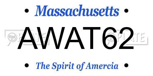 AWAT62 Massachusetts License Plate