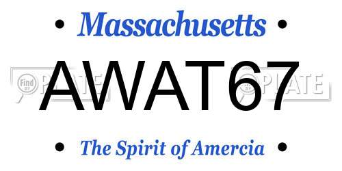 AWAT67 Massachusetts License Plate