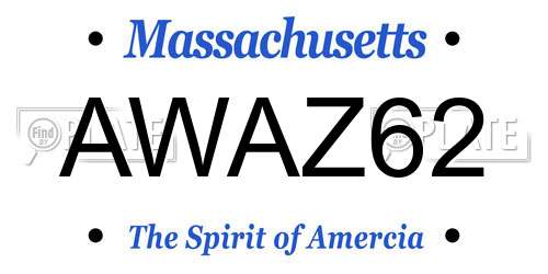 AWAZ62 Massachusetts License Plate