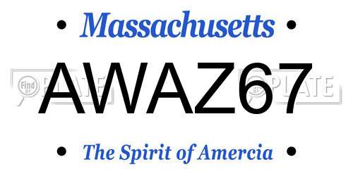 AWAZ67 Massachusetts License Plate