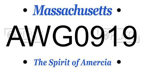 AWG0919 Massachusetts License Plate