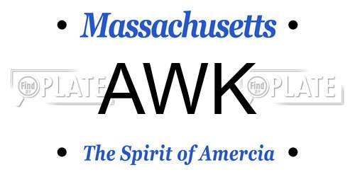 AWK Massachusetts License Plate