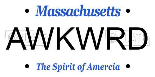 AWKWRD Massachusetts License Plate