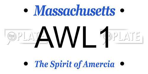 AWL1 Massachusetts License Plate
