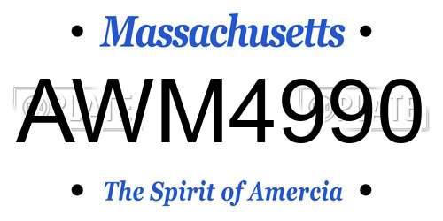 AWM4990 Massachusetts License Plate