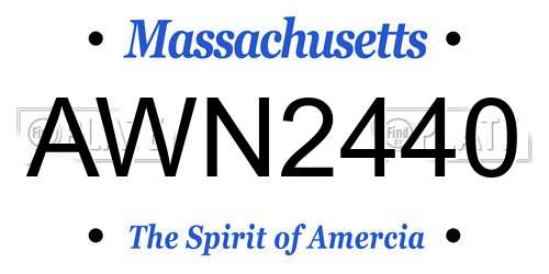 AWN2440 Massachusetts License Plate