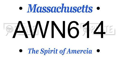AWN614 Massachusetts License Plate