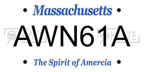AWN61A Massachusetts License Plate