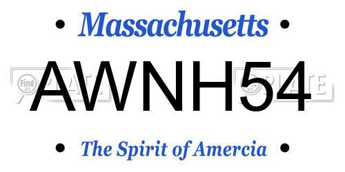 AWNH54 Massachusetts License Plate