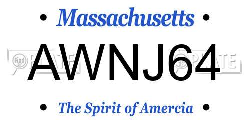 AWNJ64 Massachusetts License Plate