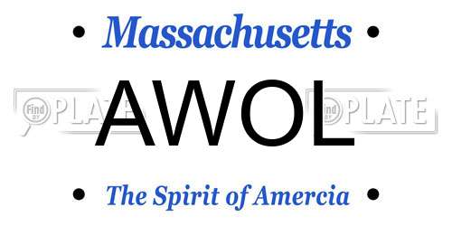 AWOL Massachusetts License Plate