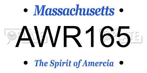 AWR165 Massachusetts License Plate