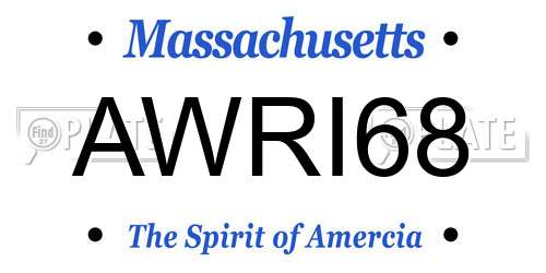 AWRI68 Massachusetts License Plate