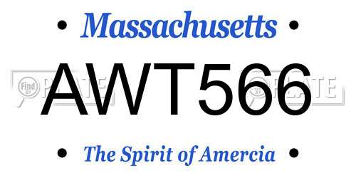 AWT566 Massachusetts License Plate