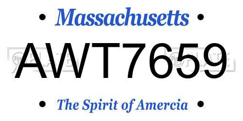 AWT7659 Massachusetts License Plate