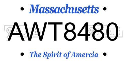 AWT8480 Massachusetts License Plate
