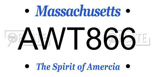 AWT866 Massachusetts License Plate
