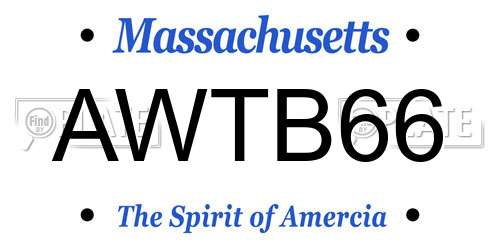 AWTB66 Massachusetts License Plate