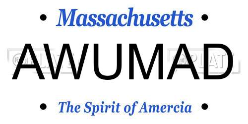 AWUMAD Massachusetts License Plate