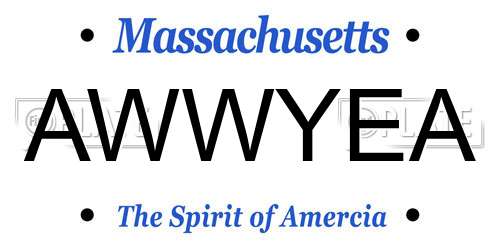 AWWYEA Massachusetts License Plate