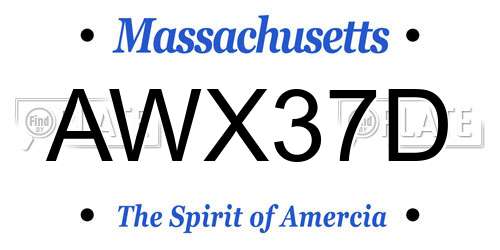 AWX37D Massachusetts License Plate