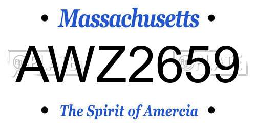 AWZ2659 Massachusetts License Plate