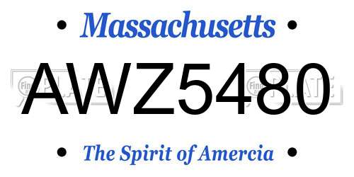 AWZ5480 Massachusetts License Plate