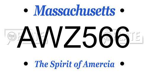 AWZ566 Massachusetts License Plate