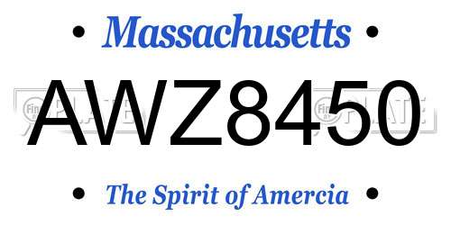 AWZ8450 Massachusetts License Plate