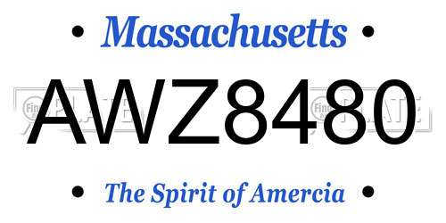 AWZ8480 Massachusetts License Plate