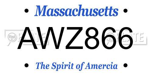 AWZ866 Massachusetts License Plate