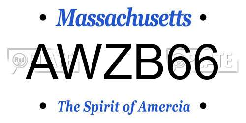 AWZB66 Massachusetts License Plate