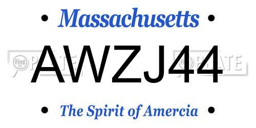 AWZJ44 Massachusetts License Plate
