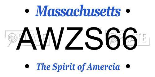 AWZS66 Massachusetts License Plate