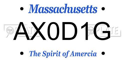 AX0D1G Massachusetts License Plate