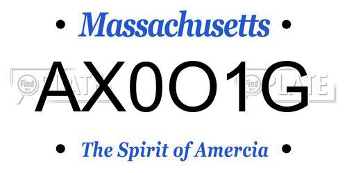 AX0O1G Massachusetts License Plate