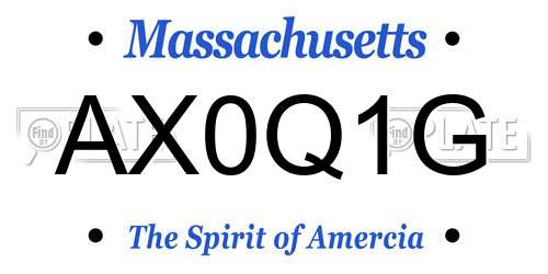 AX0Q1G Massachusetts License Plate