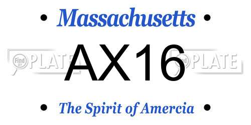 AX16 Massachusetts License Plate