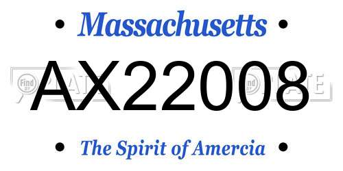 AX22008 Massachusetts License Plate