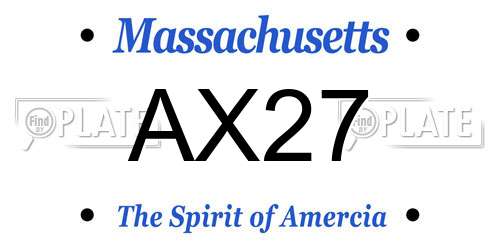 AX27 Massachusetts License Plate