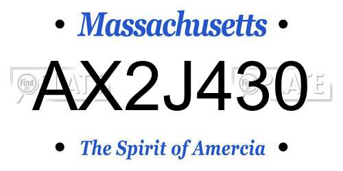 AX2J430 Massachusetts License Plate