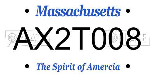 AX2T008 Massachusetts License Plate
