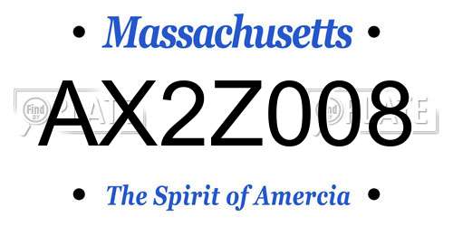 AX2Z008 Massachusetts License Plate