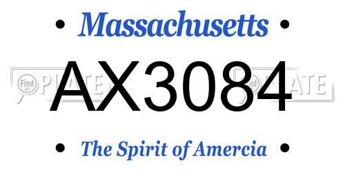 AX3084 Massachusetts License Plate