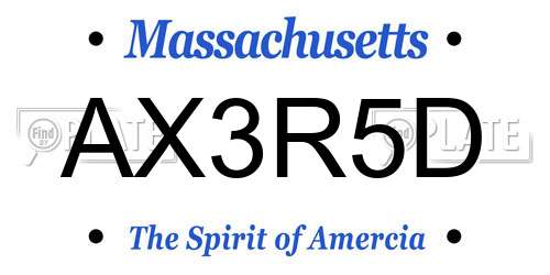 AX3R5D Massachusetts License Plate