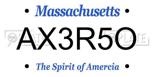 AX3R5O Massachusetts License Plate