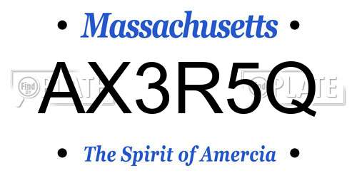 AX3R5Q Massachusetts License Plate