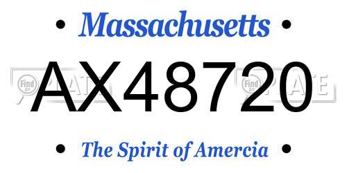 AX48720 Massachusetts License Plate