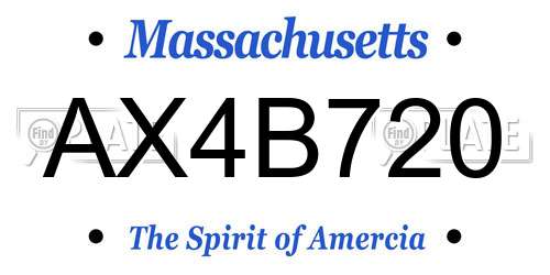 AX4B720 Massachusetts License Plate